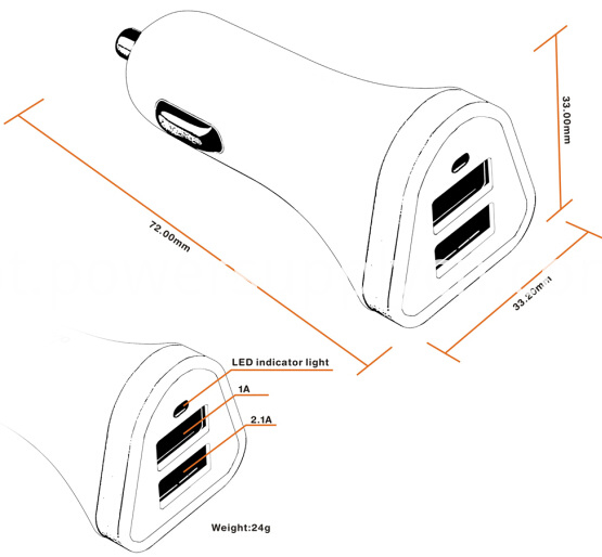 3.1a tamanho do carregador do carro 3.1a car charger size